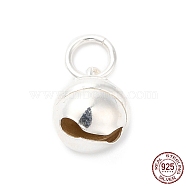925 Sterling Silver Charms, Bell, with Jump Rings, Silver, 8x6.5mm, Hole: 2.5mm(STER-G033-03S)