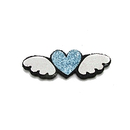 Heart Wing Sew on Fluffy Ornament Accessories, DIY Sewing Craft Decoration, Light Blue, 55x20mm(PW-WG46272-01)