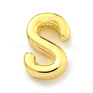 Brass Beads, Real 18K Gold Plated, Letter S, 8.9x5.8x3mm, Hole: 1.8x1mm(KK-K354-07G-S)