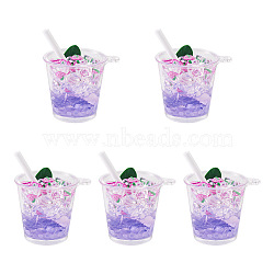 Transparent Resin Big Pendants, Imitation Drink, Ice Drink Charm with Grape, Medium Orchid, 46x35x51mm, Hole: 2mm(RESI-TAC0019-04D)