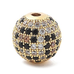 Brass Micro Pave Cubic Zirconia Beads, Round, Rack Plating, Long-Lasting Plated, Lead Free & Cadmium Free, Real 18K Gold Plated, 12mm, Hole: 2mm(KK-L228-11G)