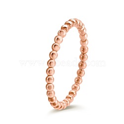 Stainless Steel Plain Band Rings, Round, Rose Gold, US Size 7(17.3mm)(PW-WG3E5A5-07)