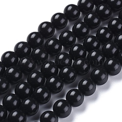 Natural Black Stone Beads Strands, Round, 6mm, Hole: 1mm, about 63pcs/strand, 14.96 inch(38cm)(G-I288-A02-6mm)