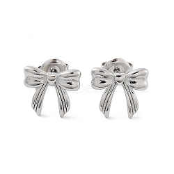 Non-Tarnish 304 Stainless Steel Stud Earrings, Bowknot, Stainless Steel Color, 10.5x12mm(EJEW-P258-15P)