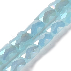 AB Color Plate Glass Beads Strands, Imitation Jade, Faceted Bamboo Stick, Light Blue, 8x6x4mm, Hole: 1mm, about 70~71pcs/strand, 22.05 inch(56cm)(EGLA-P051-06B-C05)