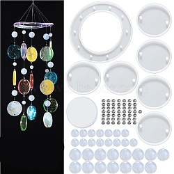 DIY Wind Chime Making Kits, including 7Pcs Silicone Molds, 30Pcs Plastic Beads, 1 Roll Crystal Thread, White(PW-WG60650-03)