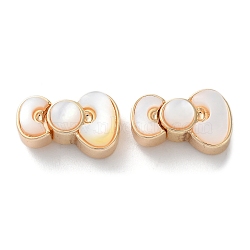 Brass Box Clasps, Cadmium Free & Nickel Free & Lead Free, with Shell, Bowknot, Real 18K Gold Plated, 10.5x17x7mm, Hole: 1.2mm(KK-C079-07G)