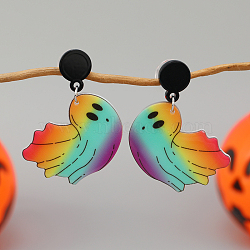 Floating Ghost Acrylic Stud Earrings, Halloween Accessories, Colorful(CF6987-5)