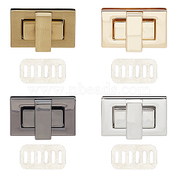 ANATTASOUL 4Pcs 4 Colors Zinc Alloy Bag Twist Lock Clasps, Handbags Turn Lock, Rectangle, Mixed Color, 1.45x2.3x1.2cm, 1pc/color(FIND-AN0001-32)