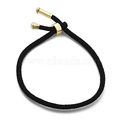 Cotton Cord Bracelets, with Brass Finding, Long-Lasting Plated, Real 24K Gold Plated, Black, 8-1/2 inch(21.5cm)~9 inch(23cm)(BJEW-F360-B13)