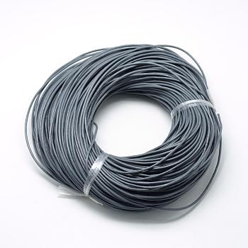 Spray Painted Cowhide Leather Cords, Gray, 2.0mm, about 100yards/bundle(300 feet/bundle)