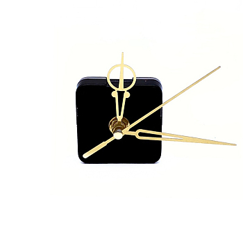 Plastic Long Shaft Clock Movement Mechanism, with Aluminum Pointer, Black, 56x56x16mm, Pin: 18.5x6mm