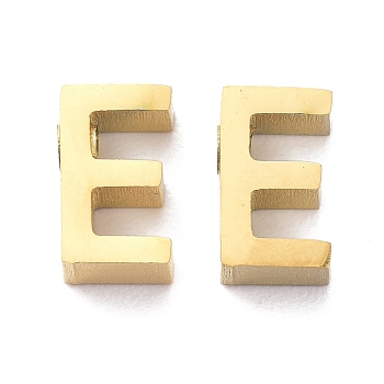 Ion Plating(IP) 304 Stainless Steel Charms, Alphabet, Golden, Letter.E, 8x4.5x3mm, Hole: 1.8mm