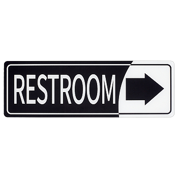 Acrylic Indicator, with Word Restroom, for Wall Door Accessories Sign, Rectangle, Black, 75x225x1.5mm