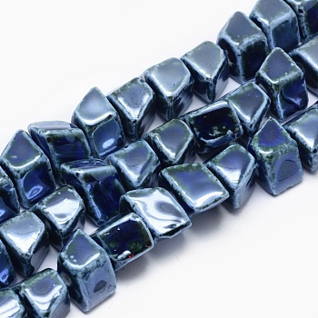 Handmade Eco-Friendly Porcelain Beads, Nuggets, Marine Blue, 20x13.5~14x13~14mm, Hole: 3mm