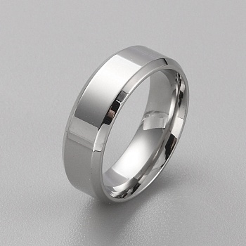 Stainless Steel Simple Plain Band Ring for Women, Stainless Steel Color, Inner Diameter: 16.2mm