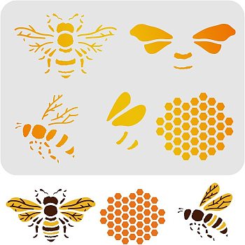 Large Plastic Reusable Drawing Painting Stencils Templates, for Painting on Scrapbook Fabric Tiles Floor Furniture Wood, Rectangle, Bees Pattern, 297x210mm
