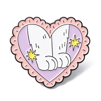 Enamel Pins, Alloy Lapel Pin Backs for Backpack Clothes, Heart with Cat, Colorful, 27x30mm
