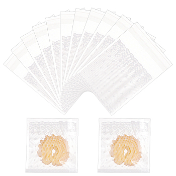 OPP Cellophane Self-Adhesive Cookie Bags, for Baking Packing Bags, Rectangle with Lace Pattern, White, 100x70x0.1mm, about 100pcs/bag