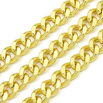 Brass Curb Chains, Unwelded, with Spool, Long-Lasting Plated, Cadmium Free & Lead Free, Real 18K Gold Plated, 7x6x2.5mm