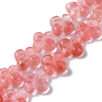 Cherry Quartz Glass Beads Strands, Flower, 13~14x13~14x5~5.5mm, Hole: 1.2mm, about 15pcs/strand, 7.95''(20.2cm)