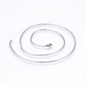 304 Stainless Steel Cable Chains Necklaces, with Lobster Claw Clasps, Stainless Steel Color, 17.7 inch(45cm), 1.5mm