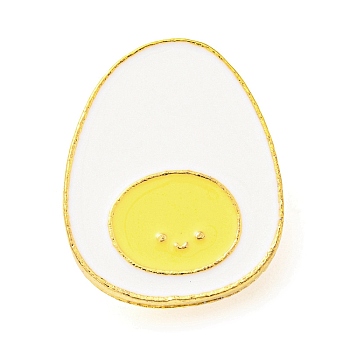 Food Theme Enamel Pin, Golden Alloy Brooch for Backpack Clothes,  Poached Egg, Yellow, 24x19x1.5mm
