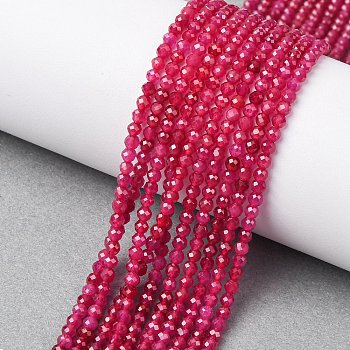 Lab Grown Red Corundum Beads Strands, Round, Faceted, 3mm, Hole: 0.5mm, about 141pcs/strand, 15.55''(39.5cm)