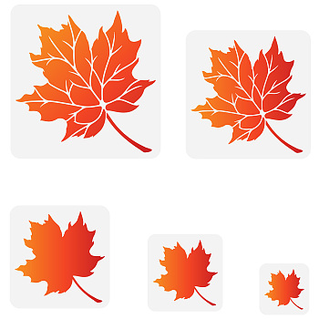 5Pcs 5 Styles Autumn PET Hollow Out Drawing Painting Stencils, for DIY Scrapbook, Photo Album, Maple Leaf Pattern, 100~300x100~300mm, 1pc/style