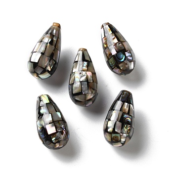 Natural Paua Shell Beads, Teardrop, Half Drilled, 21~22x10.5~11mm, Hole: 0.8mm