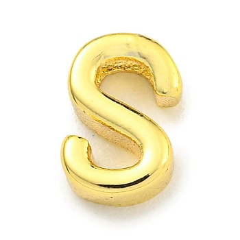 Brass Beads, Real 18K Gold Plated, Letter S, 8.9x5.8x3mm, Hole: 1.8x1mm