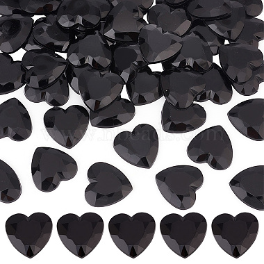Black Heart Acrylic Rhinestone Cabochons