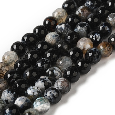 Gainsboro Round Fire Crackle Agate Beads