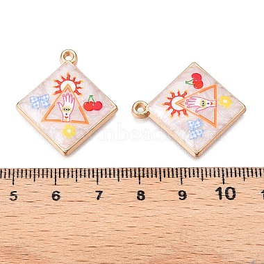 Printed Rack Plating Alloy Enamel Pendants(ENAM-T020-05D)-3