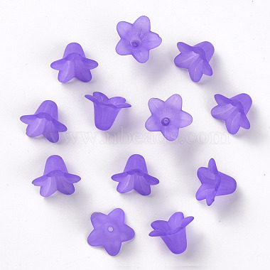 Perlas de flores de acrílico transparentes esmeriladas de color púrpura(X-PLF018-15)-2
