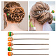gorgecraft 5pcs 5 couleurs mignons bâtons de cheveux en résine orange(OHAR-GF0001-18)-7