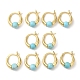 boucles d'oreilles créoles en perles rondes turquoise synthétique(EJEW-A099-03G-03)-1
