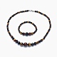 Natural Tiger Eye Graduated Beads Necklaces and Bracelets Jewelry Sets(SJEW-L132-09)-1