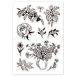 PVC Plastic Stamps, for DIY Scrapbooking, Photo Album Decorative, Cards Making, Stamp Sheets, Flower Pattern, 16x11x0.3cm(DIY-WH0167-56-23)