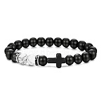 Bohemian Tiger Eye Stone Bracelet Cross Natural Stone Beads Vintage Matte Bead Bracelet(ZU3790-8)