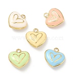 Brass Enamel Pendants, Heart Charms, Cadmium Free & Lead Free, Long-Lasting Plated, Rack Plating, Real 18K Gold Plated, Mixed Color, 21x20.5x8mm, Hole: 3mm(KK-C252-08G-A)