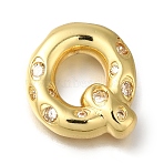 Brass with Cubic Zirconia Pendants, Cadmium Free & Nickel Free & Lead Free, Letter Q, Letter Q, 21x19.5x5.5mm, Hole: 4mm(KK-Q818-03Q-G)