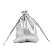 Rectangle Cloth Bags, with Drawstring, Silver, 9x6.5cm(ABAG-R007-9x7-12)