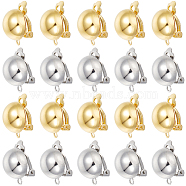 32Pcs 2 Colors Half Round Brass Clip-on Earring Findings, with Loops, for Non-Pierced Ears, Platinum & Golden, 20x13mm, Hole: 3mm, 16Pcs/color(KK-SC0004-21)