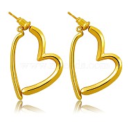 Brass Heart Dangle Stud Earrings with 925 Sterling Silver Pins for Women, Golden, 36x33mm, Pin: 0.8mm(JE1091A)