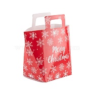 Christmas Theme Rectangle Foldable Creative Kraft Paper Gift Bag, with Handle, Wedding Favor Bag, Snowflake Pattern, 15.5x8x17.5cm(CON-B002-02B)
