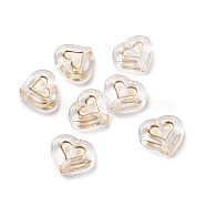 Transparent Plating Acrylic Beads, Golden Metal Enlaced, Heart, Clear, 12.5x14.7x5mm, Hole: 1.8mm, about 750pcs/500g(OACR-C013-19)