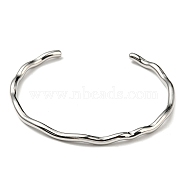 304 Stainless Steel Cuff Bangles, Stainless Steel Color, Inner Diameter: 2x2-1/4 inch(5x5.8cm)(BJEW-H323-01P)