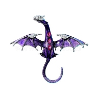 Alloy Enamel Brooch, Dragon, Purple, 79x88mm(PW-WG15491-02)