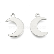 Crescent Moon Stainless Steel Charms Pendants, Stainless Steel Color, 15.5x10.5x1mm, Hole: 1mm(X-STAS-Q168-06)